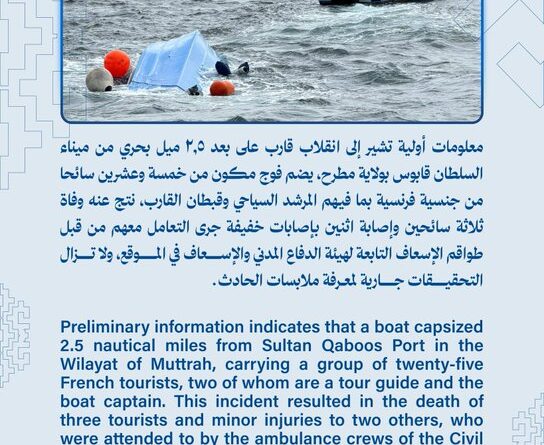 Three French Tourists Drown in Oman After Boat Capsizes Near Muscat