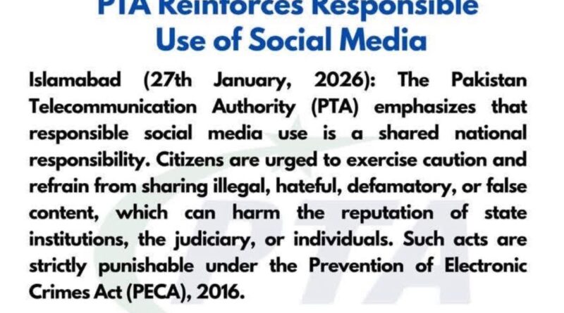 PTA Urges Citizens to Use Social Media Responsibly, Warns Against PECA Violations