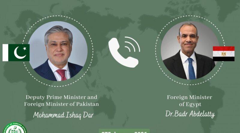 Ishaq Dar, Egyptian FM Discuss Regional Developments