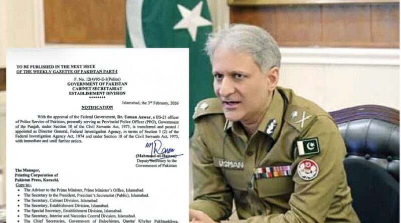 Dr. Usman Anwar Appointed Director General of FIA