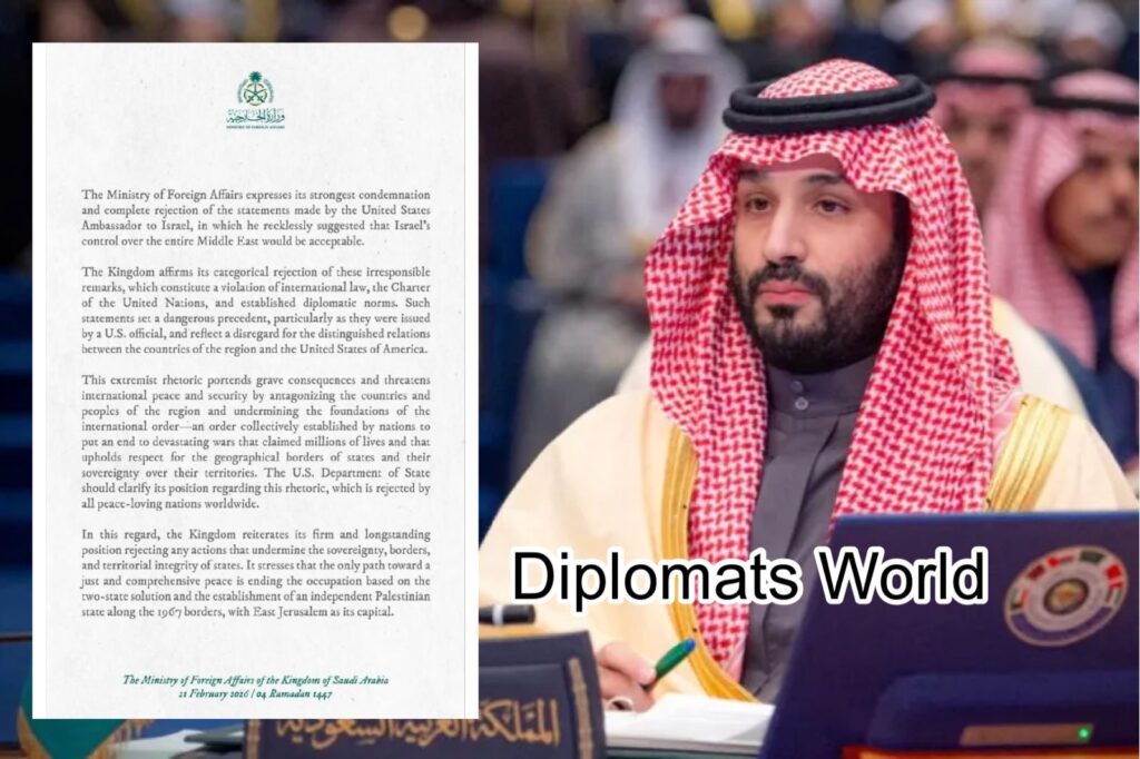Saudi Arabia Condemns US Envoy’s Israel Remarks